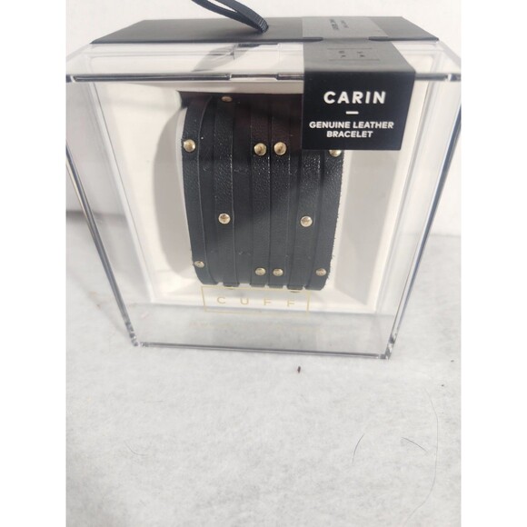 Carin cuff Smart Leather Bracelet Black Genuine Leather Emergency Elderly NEW - Picture 5 of 5